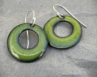 Bitter Green Hoop Earrings (small)