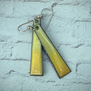 Skinny Yellow Enameled Earrings