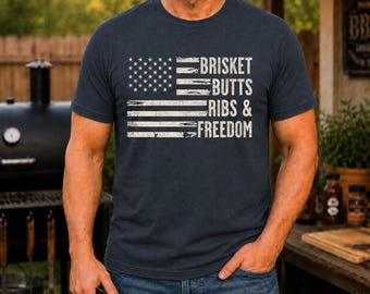BBQ Shirt With American Flag, Grilling Gift For Dad, Pitmaster Shirt, Grill Master, Bbq Gift, American BBQ, Low & Slow BBQ, Backyard bbq