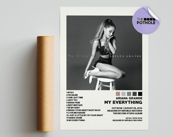 Ariana Grande posters, mijn alles poster, album cover poster, tracklist poster, poster print kunst aan de muur, poster, zoetstof, mijn alles