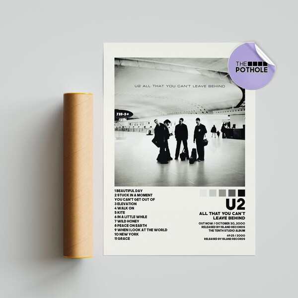 Posters U2 / Poster Tout ce que vous ne pouvez pas laisser derrière lui / Poster U2, pochette d'album, impression d'art mural, poster personnalisé, décoration d'intérieur