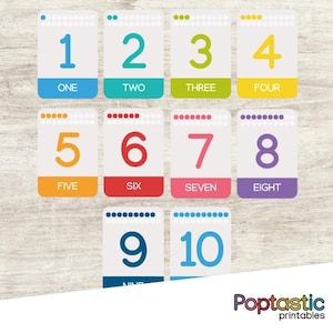 Numbers 1 to 20 Flashcards Counting Dots Uppercase Educational Cards Printable 2 Sizes Flash Cards