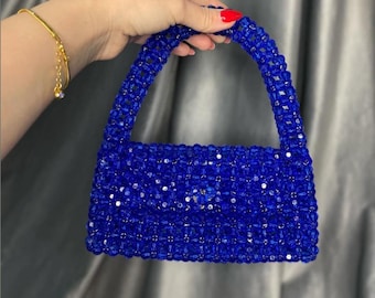 Bolso de perlas - Bolso clutch de perlas - Bolso de perlas - Bolso de perlas - Bolso de perlas blancas - Bolso de cuentas de perlas - Bolso de mango de perlas - Bolso de noche de perlas -