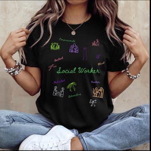 Comfortkleuren T-shirt maatschappelijk werker, uniseks T-shirt sociaal werk, T-shirt sociaal werk, geweldig cadeau voor maatschappelijk werkers