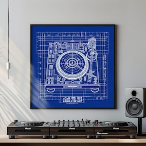 Poster papier artistique japonais pour platine DJ |  Art mural pour DJ | Art mural vintage musique | Impression d'art Disc Jockey | Décoration murale DJ