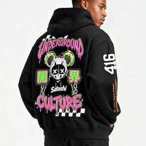 Moletom com Capuz e Forro de Lã "Satoshi" da Underground Culture – Moletom Quente para o Inverno, Estilo Streetwear para Corridas