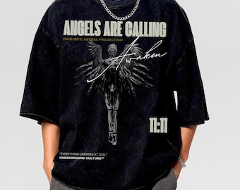 PREMIUM Streetwear Angels 11:11 Raw Edge Snow Washed Boxy T-Shirt, High Quality Cotton, Oversized Grunge Rock Streetwear Shirt Men Women,