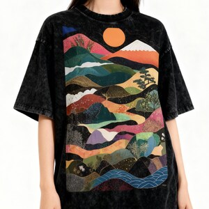 PREMIUM Japanische Wellen Oversize Snow Washed T-Shirt, Japanisches Muster, Hochwertiges Shirt, Japanische Ästhetik, Tokyo Fashion, Streetwear Bild 5