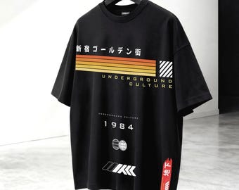 Vintage Shinjuku (新宿ゴールデン街) Boxy Streetwear Tee, Premium Japanese T-shirt, Golden Gai Tokyo Oversized Tech Streetwear