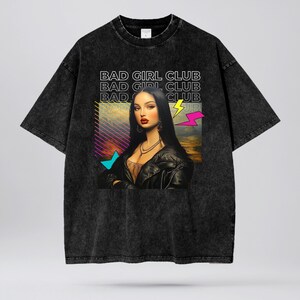 Tシャツ・カットソー Luxury Street Wear washed vintage monalisa unisexual Oversized Mona Lisa T-Shirt | Luxury Minimal Streetwear