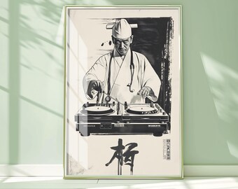Doctor Dj Japanese Turntablist Vintage Design Poster | Wall Art