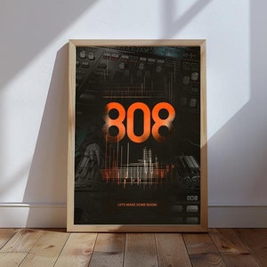 808 Bass Music Production High Tech Wall Art Print | Music Studio Poster | Man Cave Decor | Musician Art | Equalizer
