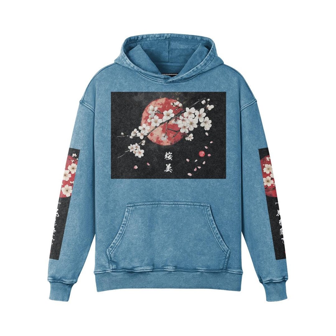 Cherry Blossom Sakura Blue Women Pullover Hoodie  main image 0