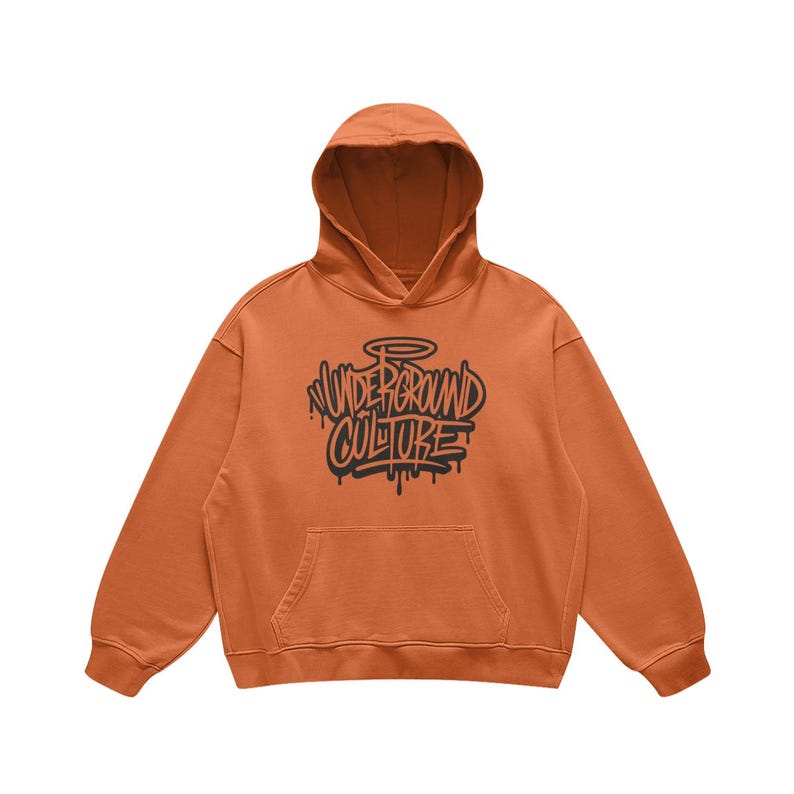 Underground Culture Graffiti Streetwear Hoodie - Premium Quality Faded Oversized Hoodie, Urban Logo Print, High End Street Style Fashion -Copper Red