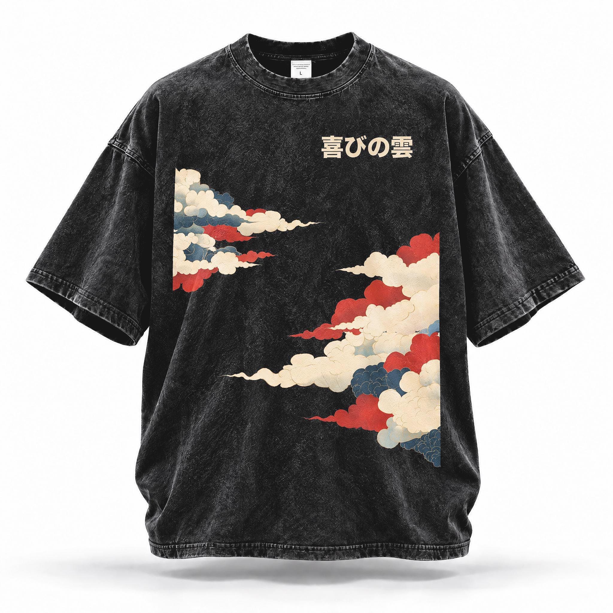 PREMIUM Japanese Clouds Oversize Snow Washed T-shirt, Cool