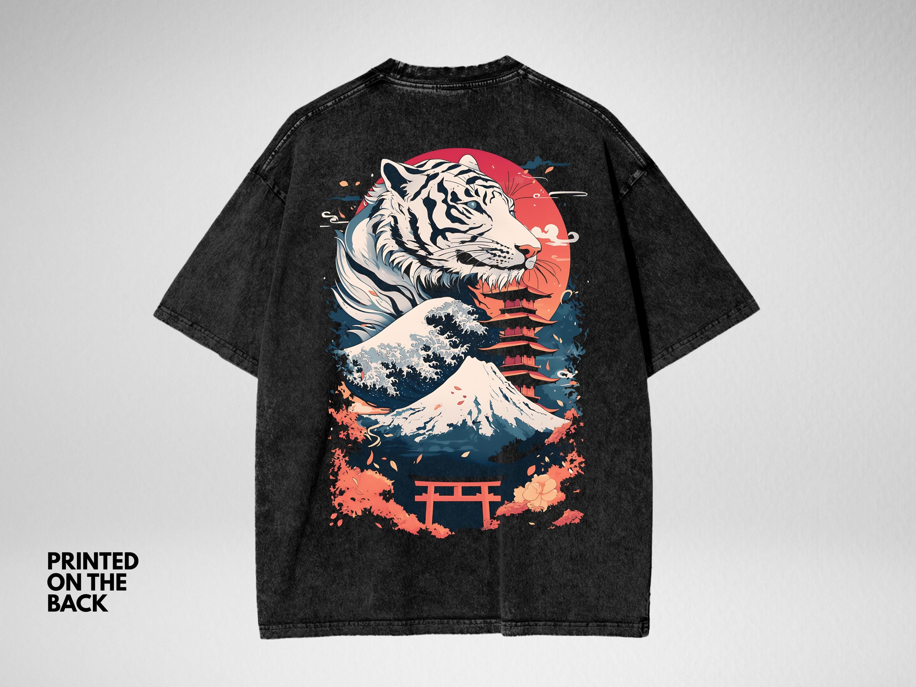 PREMIUM Japanese White Tiger Streetwear Oversize Snow Washed T