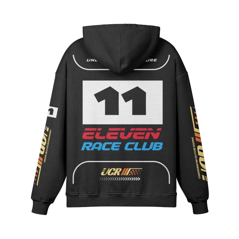 UC Racing Premium Oversize Hoodie, Washed High Quality Hoodie. Moto Racing Streetwear. Faded Black