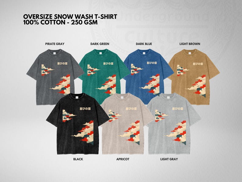 japanese clouds tshirt, Japanese streetwear, snow wash, oversized tee, Japanese inspired, Japanese t-shirt, acid wash, oversize, premium cotton, high quality tee, 2025 trend, Japan fashion, streetwear,