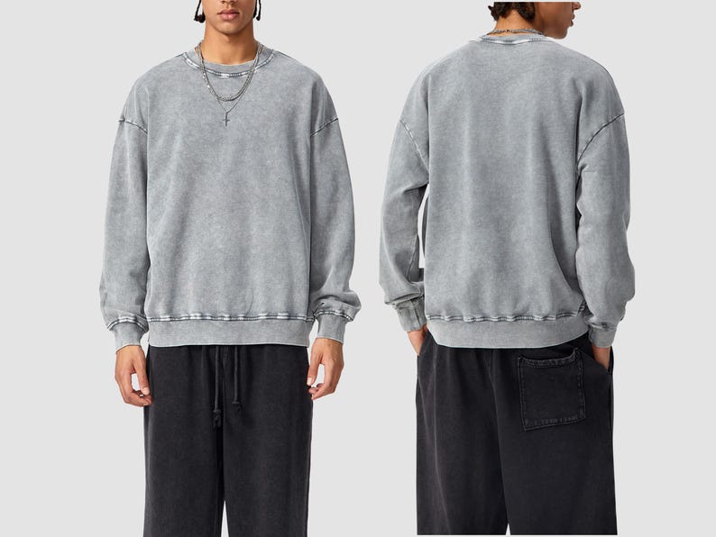 acid wash sweatshirt, streetwear apparel, unisex top, snow wash hoodie, blank acid wash top, long sleeves sweatshirt,