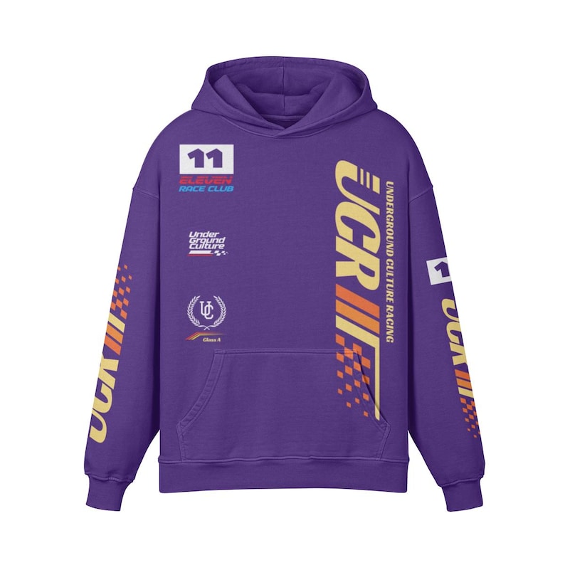 UC Racing Premium Oversize Hoodie, Washed High Quality Hoodie. Moto Racing Streetwear. Purple Haze