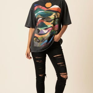 PREMIUM Japanische Wellen Oversize Snow Washed T-Shirt, Japanisches Muster, Hochwertiges Shirt, Japanische Ästhetik, Tokyo Fashion, Streetwear Bild 3