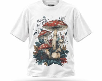 T-shirt coupe carrée haut de gamme Mushroom Core | Coton 240 g/m² de haute qualité | T-shirt de luxe champignons | Chemise forêt Mycelium Cottagecore T-shirt champignon BOHO