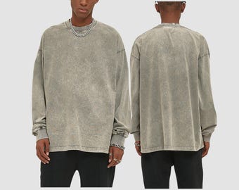 Acid Wash Oversize Long Sleeve T-shirt - 250 GSM - Etsy