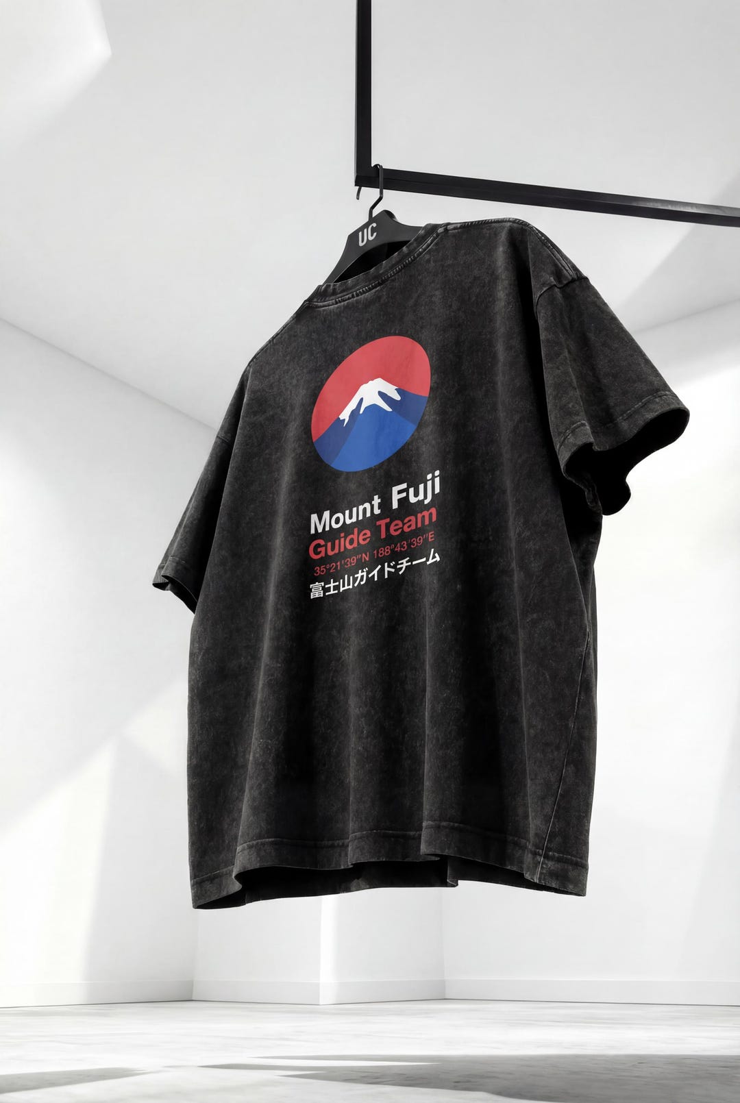 PREMIUM Mount Fuji Guide Team T-shirt, Oversize Snow Wash Japanese PREMIUM Mount Fuji Guide Team T-shirt, Oversize Snow Wash Japanese