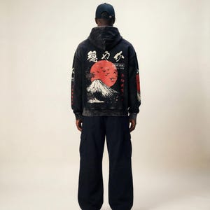 PREMIUM Oversized Japanese Hoodie, Japanese Streetwear, Aesthetic, Mount Fuji, Kanji Writing, Japan Sweatshirt, Tokyo, Sleeve, Japan Fashion image 4