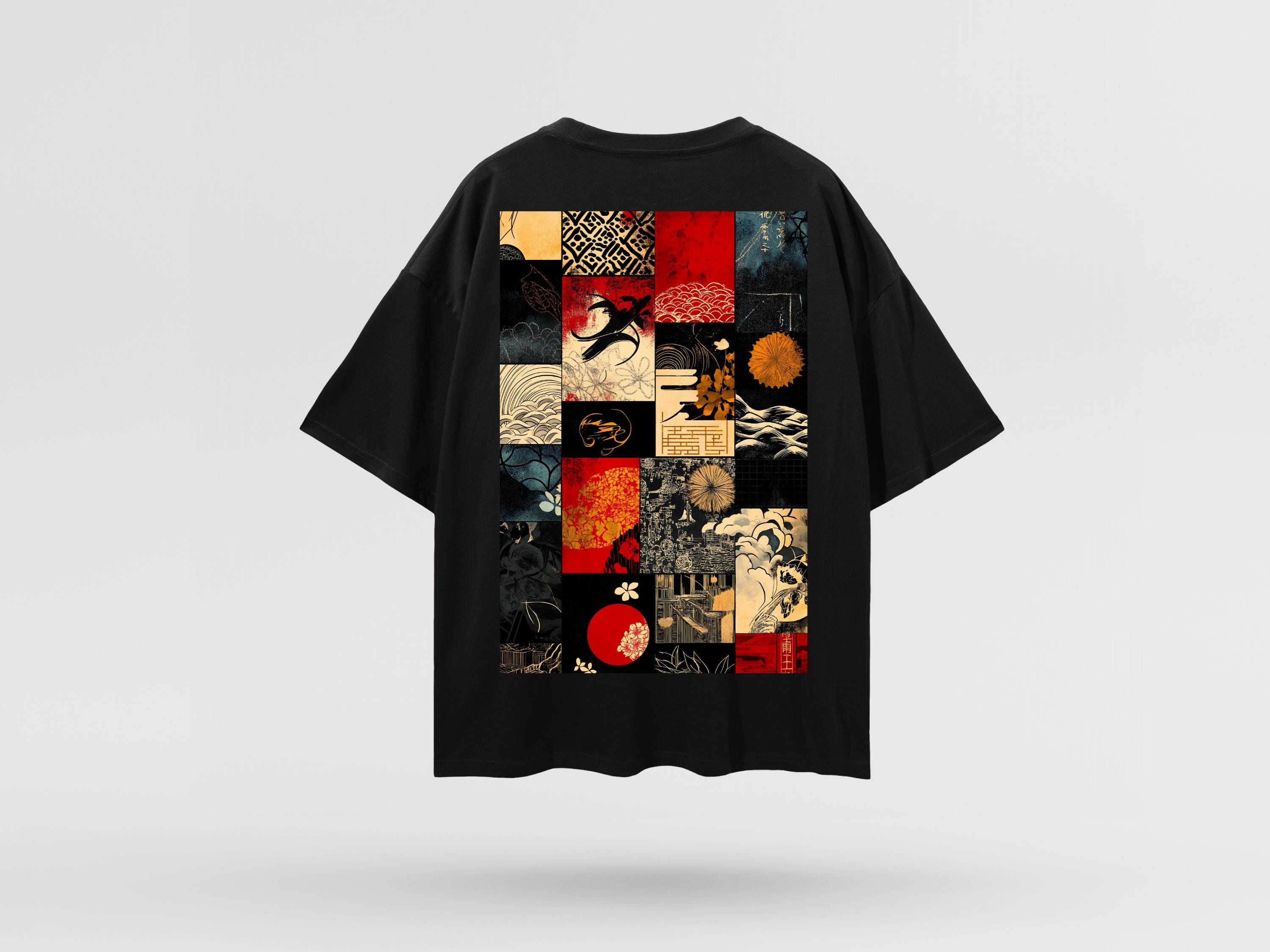 Traditional Japanese Patterns Oversize Deep Drop Shoulder