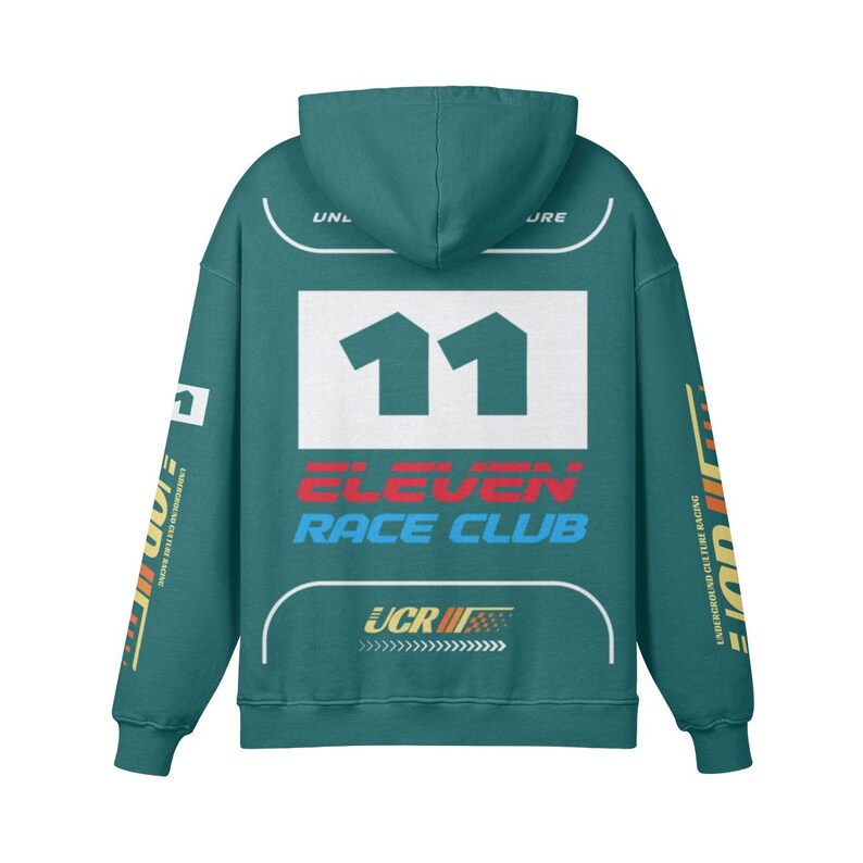 UC Racing Premium Oversize Hoodie, Washed High Quality Hoodie. Moto Racing Streetwear. Blueish Green