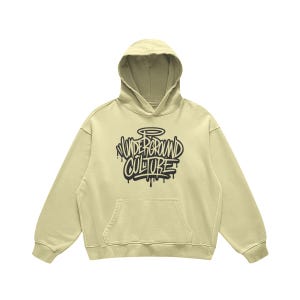 Underground Culture Graffiti Streetwear Hoodie - Premium Quality Faded Oversized Hoodie, Urban Logo Print, High End Street Style Fashion -Pale Spring Bud