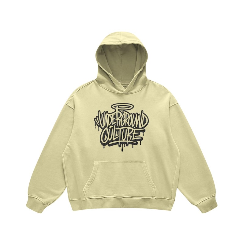 Underground Culture Graffiti Streetwear Hoodie - Premium Quality Faded Oversized Hoodie, Urban Logo Print, High End Street Style Fashion -Pale Spring Bud