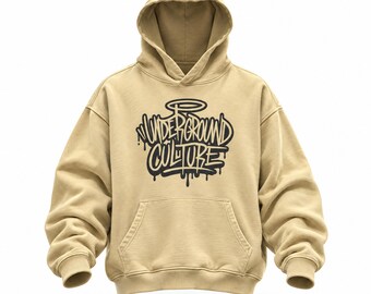 Underground Culture Graffiti Streetwear Hoodie - Premium Quality Faded Oversized Hoodie, Urban Logo Print, High End Street Style Fashion