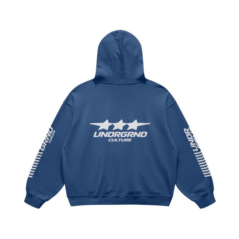 Y2k Streetwear Hoodie, Unisex Washed Heavyweight Cotton. Street Racing Hoodie. Kashmir Blue