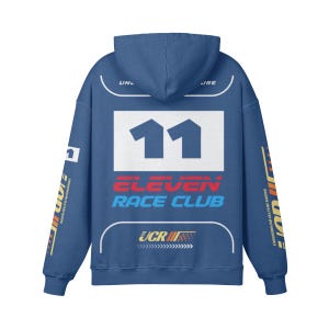 UC Racing Premium Oversize Hoodie, Washed High Quality Hoodie. Moto Racing Streetwear. Kashmir Blue