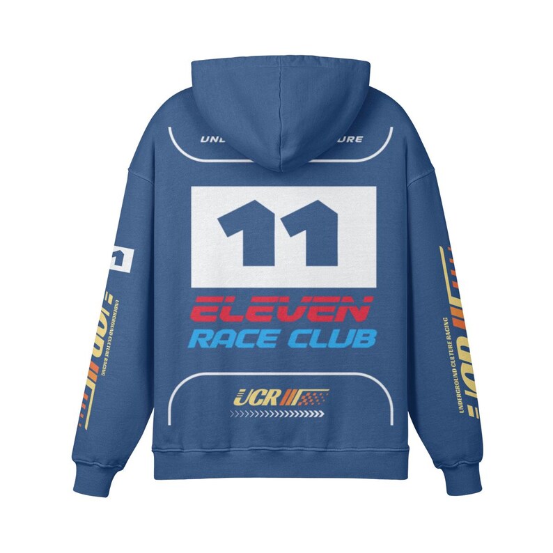 UC Racing Premium Oversize Hoodie, Washed High Quality Hoodie. Moto Racing Streetwear. Kashmir Blue