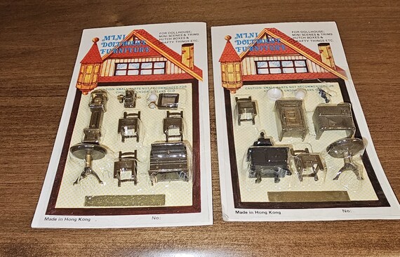 1980年代ヴィンテージミニドールハウス家具：リビングルーム＆キッチン