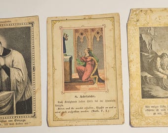 3 1800s Antique German Prayer Cards #234