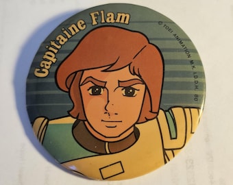 Vintage 1978 Captain Flam ( Captain Future ) Cartoon series Pinback Button #994
