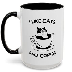 i like cat and coffee, cat mug, coffee mug, funny cat mug, coffee lover, cat lover