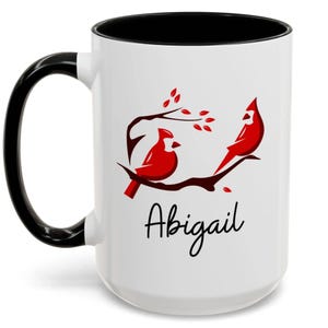 Personalized Name, Cardinal Coffee Mug, Custom Cardinal Gift, Bird Lover Gift, Bird Gift, Cardinal Gift, Bird Mug, Bird Cup,Gift for Him