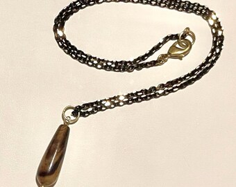 Banded Agate, Sparkling Chain, Gold & Black Holiday Bling with Natural Stone, Handmade, Gift Box