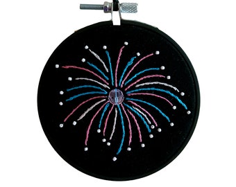 Trans Firework, Embroidery, 4 inch, Handmade, Trans Flag Colors