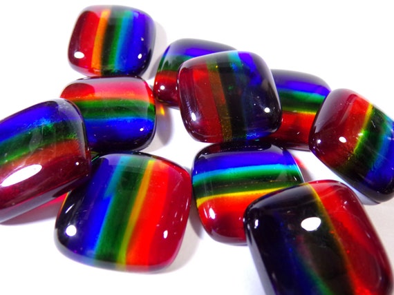 Square Pocket Rainbow Glass Unworry Stone 7 Color, Classic Pocket Rainbow, Original