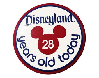 Vintage Disneyland Pinback Button 28 Years 1985