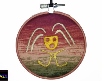 Nazca Geoglyph Embroidery, 4 inch, Handmade, Nazca Lines