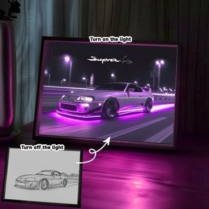 Regalo para el Día del Padre, Póster personalizado, Decoración de pared, Caja LED personalizable, Marco de luz, Regalo para amantes de los coches, Regalo para novio