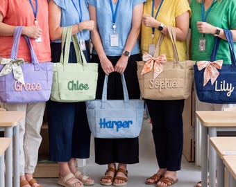 Sac fourre-tout personnalisé pour enseignante, cadeau de rentrée scolaire, sac pour ordinateur portable personnalisé, cadeau de remerciement pour le personnel, sac de travail matelassé pour femme