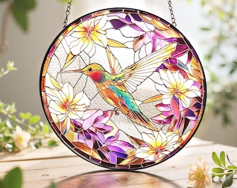 ピンクの花の上のカラス5個セット、ステンドグラス - Etsy 日本